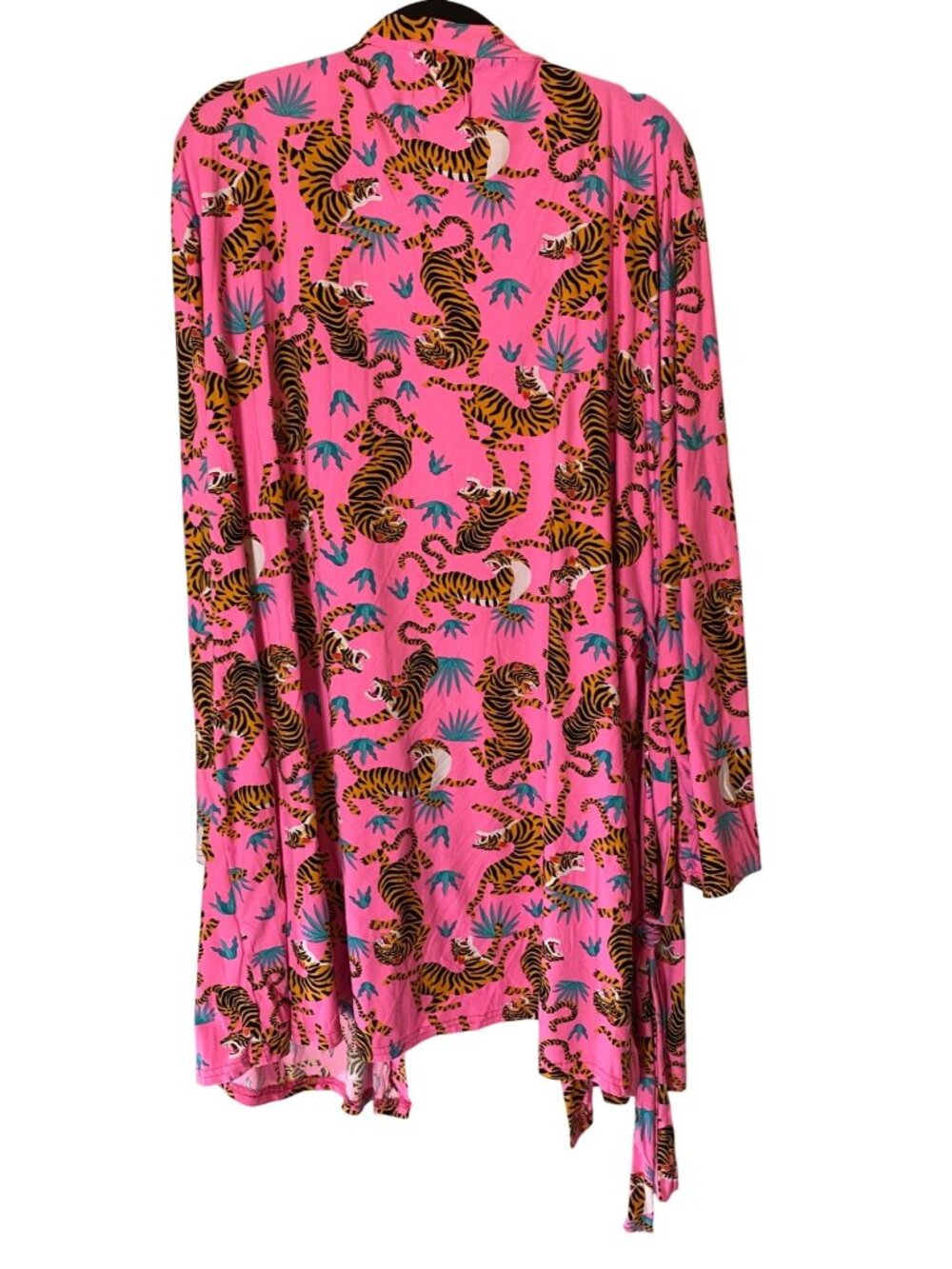 Pink Tiger Print Open Cardigan Robe By Mentally Exhausted Lightweight 2X